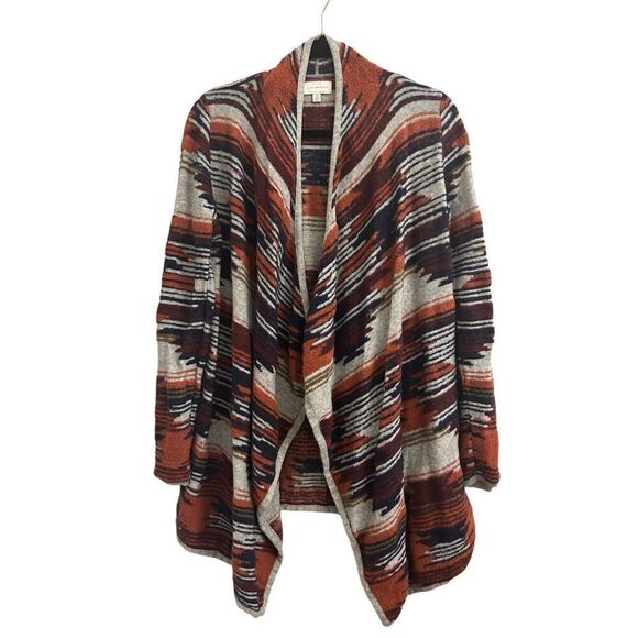 Lucky Brand Aztec South Western mixed yarn cardigan M - Picture 2 of 8
